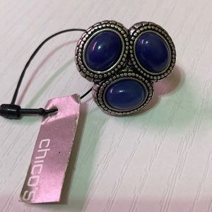 Chicos stretchy blue stone ring
